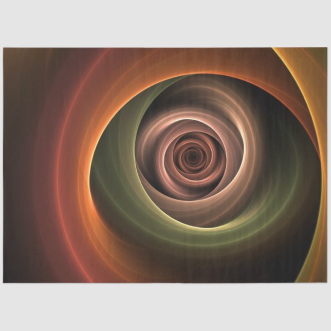 3D Spiral Abstract Warm Colours Modern Fractal Art Tissue Paper (Front)