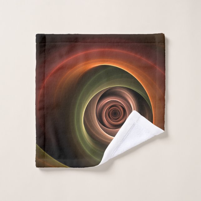 3D Spiral Abstract Warm Colours Modern Fractal Art Wash Cloth (Wash Cloth)