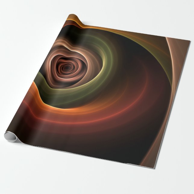 3D Spiral Abstract Warm Colours Modern Fractal Art Wrapping Paper (Unrolled)