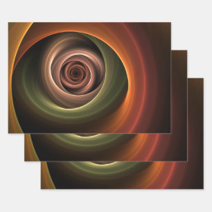 3D Spiral Abstract Warm Colours Modern Fractal Art Wrapping Paper Sheet