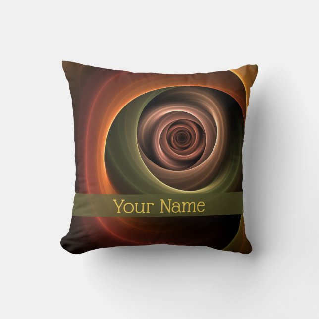 3D Spiral Abstract Warm Colours Modern Fractal Nam Cushion (Front)
