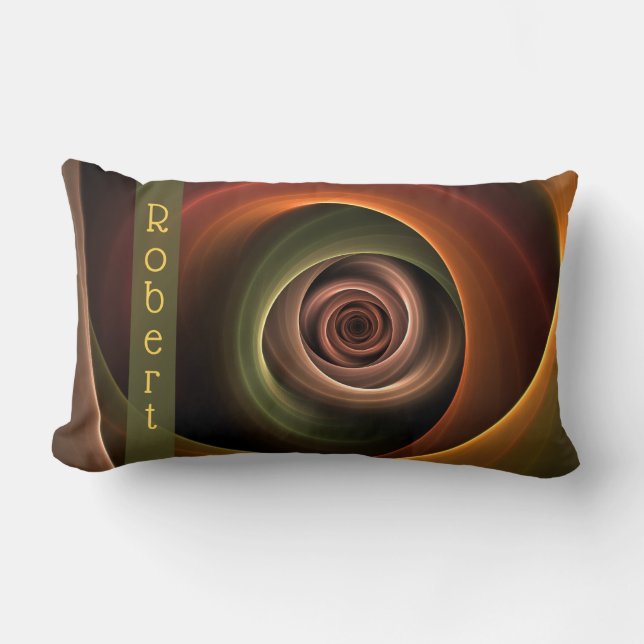 3D Spiral Abstract Warm Colours Modern Fractal Nam Lumbar Cushion (Front)