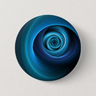 3D Spiral Blue Colours Modern Abstract Fractal Art 6 Cm Round Badge