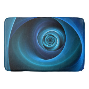 3D Spiral Blue Colours Modern Abstract Fractal Art Bath Mat