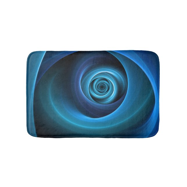 3D Spiral Blue Colours Modern Abstract Fractal Art Bath Mat (Front)