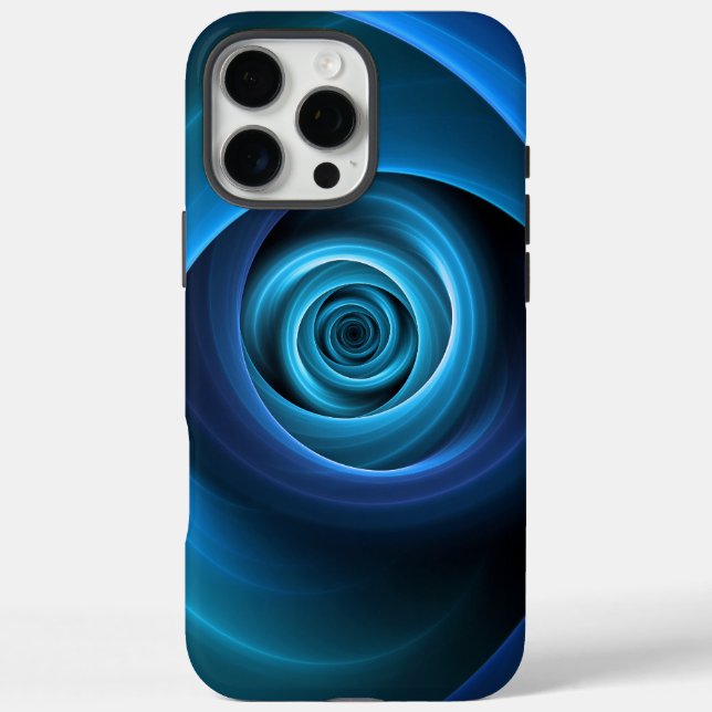 3D Spiral Blue Colours Modern Abstract Fractal Art Case-Mate iPhone Case (Back)