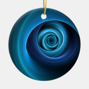 3D Spiral Blue Colours Modern Abstract Fractal Art Ceramic Ornament