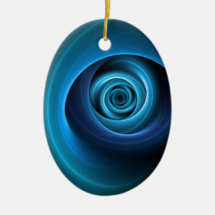 3D Spiral Blue Colours Modern Abstract Fractal Art Ceramic Ornament