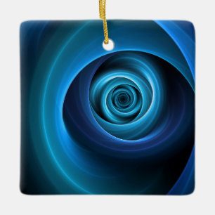 3D Spiral Blue Colours Modern Abstract Fractal Art Ceramic Ornament