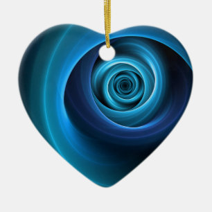 3D Spiral Blue Colours Modern Abstract Fractal Art Ceramic Ornament