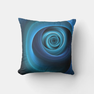 3D Spiral Blue Colours Modern Abstract Fractal Art Cushion