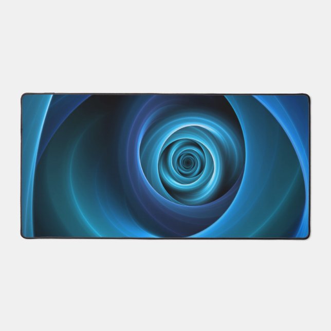 3D Spiral Blue Colours Modern Abstract Fractal Art Desk Mat (Front)