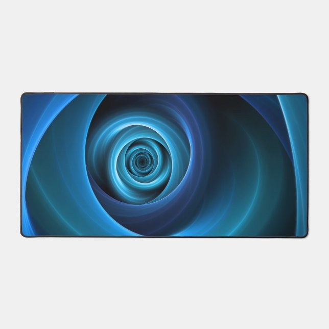 3D Spiral Blue Colours Modern Abstract Fractal Art Desk Mat (Front)