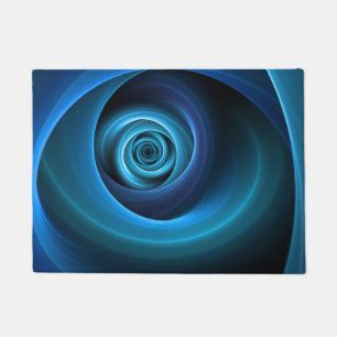 3D Spiral Blue Colours Modern Abstract Fractal Art Doormat