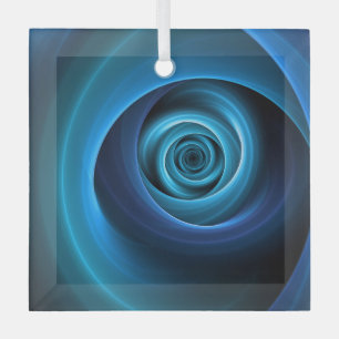 3D Spiral Blue Colours Modern Abstract Fractal Art Glass Tree Decoration