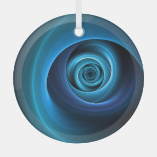 3D Spiral Blue Colours Modern Abstract Fractal Art Glass Tree Decoration