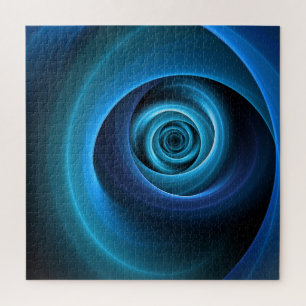 3D Spiral Blue Colours Modern Abstract Fractal Art Jigsaw Puzzle