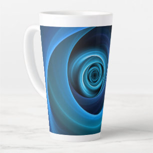 3D Spiral Blue Colours Modern Abstract Fractal Art Latte Mug