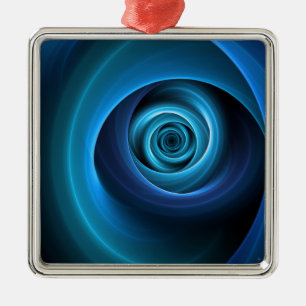 3D Spiral Blue Colours Modern Abstract Fractal Art Metal Ornament