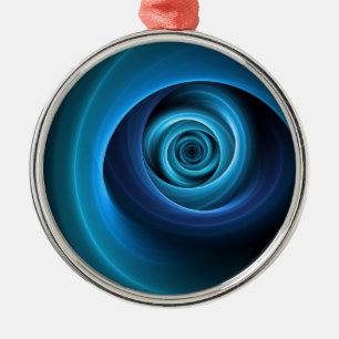 3D Spiral Blue Colours Modern Abstract Fractal Art Metal Ornament
