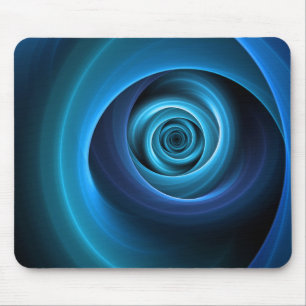 3D Spiral Blue Colours Modern Abstract Fractal Art Mouse Pad
