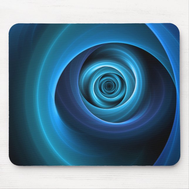 3D Spiral Blue Colours Modern Abstract Fractal Art Mouse Pad (Front)