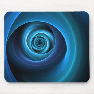 3D Spiral Blue Colours Modern Abstract Fractal Art Mouse Pad