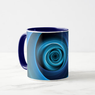 3D Spiral Blue Colours Modern Abstract Fractal Art Mug