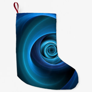 3D Spiral Blue Colours Modern Abstract Fractal Art Small Christmas Stocking