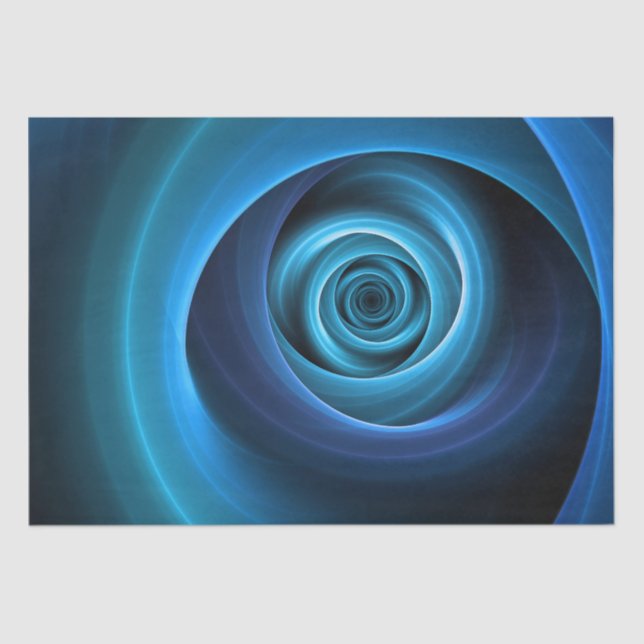 3D Spiral Blue Colours Modern Abstract Fractal Art Tissue Paper (Front)
