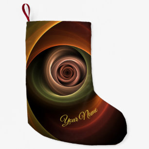 3D Spiral Warm Colours Abstract Fractal Art Name Small Christmas Stocking