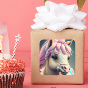 3D Spirit Pony 1 Square Sticker