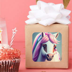 3D Spirit Pony 2 Square Sticker