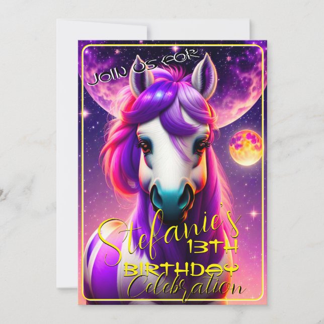 3D Spirit Pony 43 Birthday Invitation (Front)