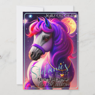 3D Spirit Pony 47 Birthday Invitation