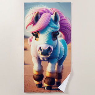 3D Spirit Pony 4 Beach Towel
