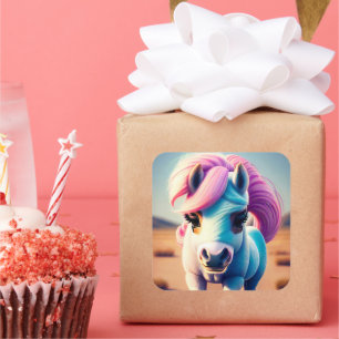 3D Spirit Pony 4 Square Sticker