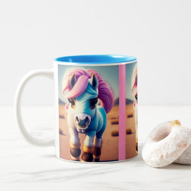 3D Spirit Pony 4 Two-Tone Coffee Mug (With Donut)