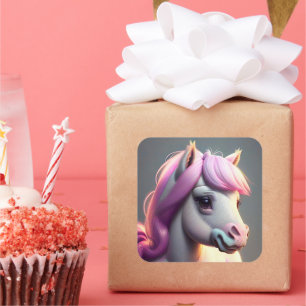 3D Spirit Pony 5 Square Sticker