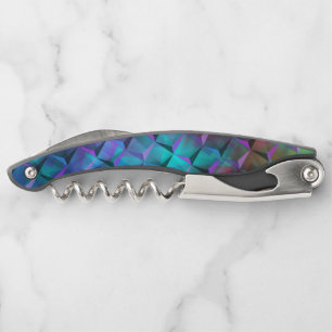 3D square stained blue lilac to pink or triaangles Corkscrew