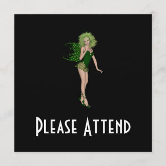 3D St. Patrick's Day Green Fairy Invitation