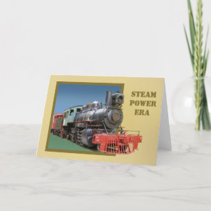 3D steam locomotive greeting card