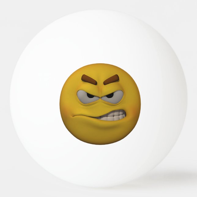 3D Style Angry Emoticon Ping Pong Ball (Front)