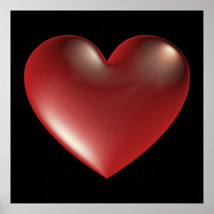 3D Style Heart Symbol Red Poster
