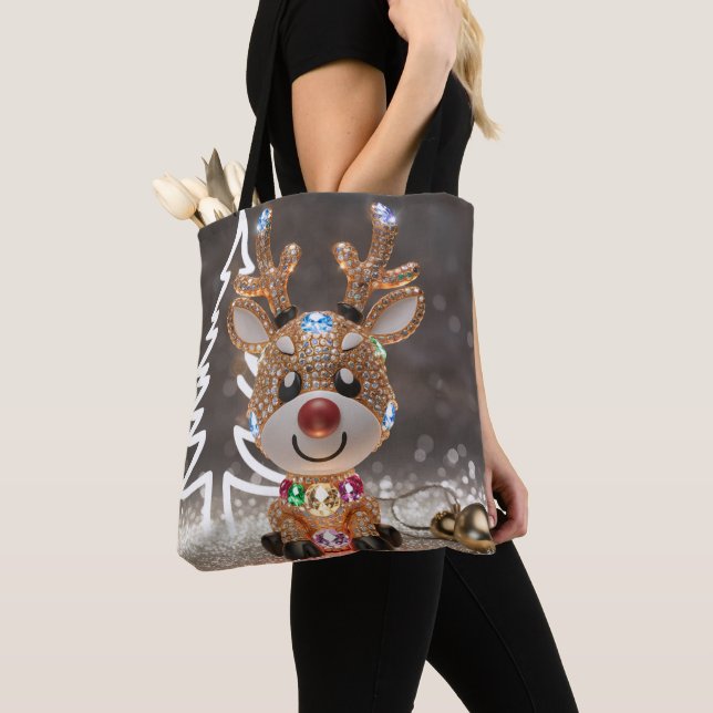 3D Stylised Rudolph Tote Bag Christmas Reindeer  (Close Up)