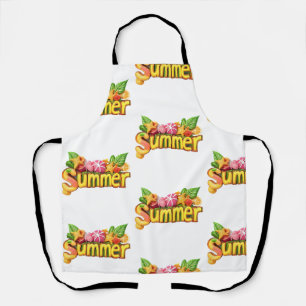 3d Summer Text - Colorful Summer Text with Fruits  Apron