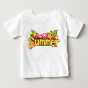 3d Summer Text - Colorful Summer Text with Fruits Baby T-Shirt
