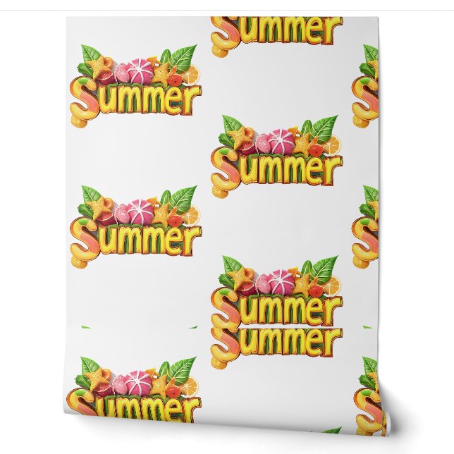 3d Summer Text - Colorful Summer Text with Fruits  Wallpaper (Unrolling)