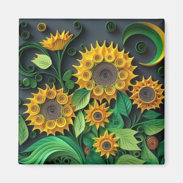 3D Sunflowers  Magnet (Front)
