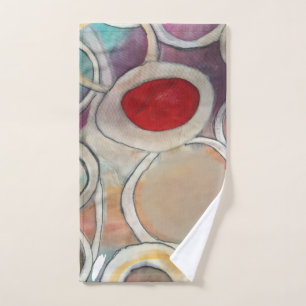 3D Tan and Burgundy Modern Pattern Hand Towel